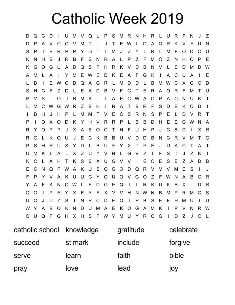 Catholic Week 2019 Word Search