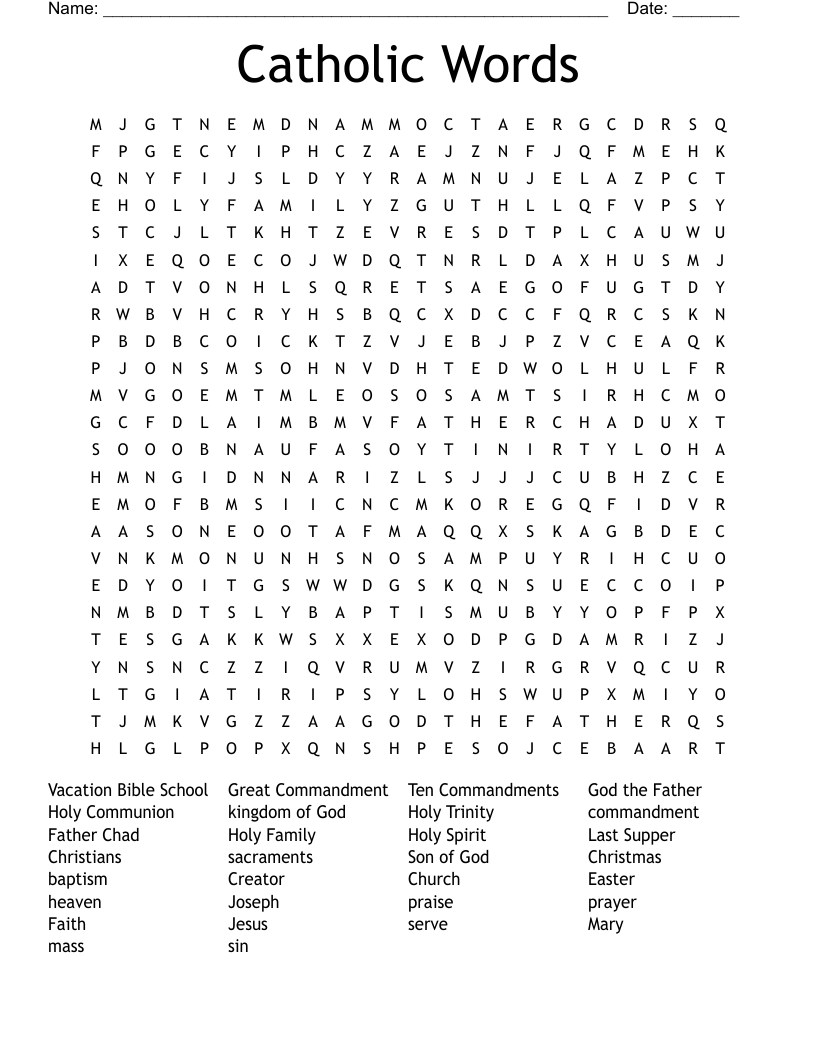 Catholic Words Word Search
