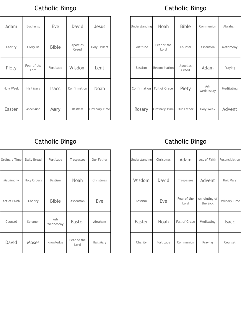 Catholic  Bingo