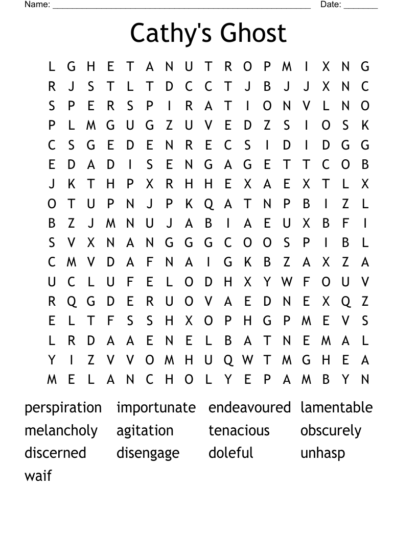 Cathy's Ghost Word Search