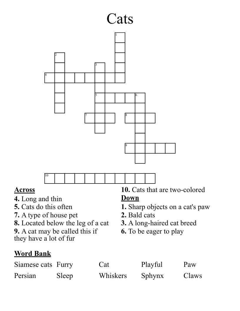 Cats Crossword