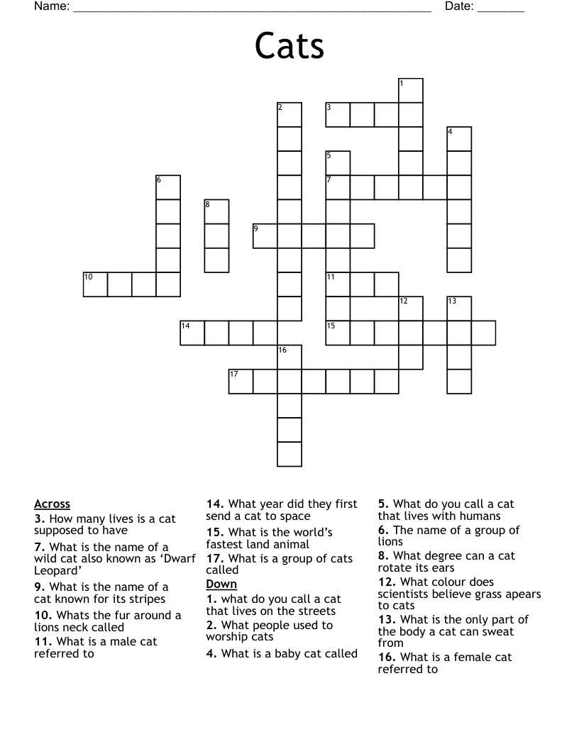 Cats Crossword