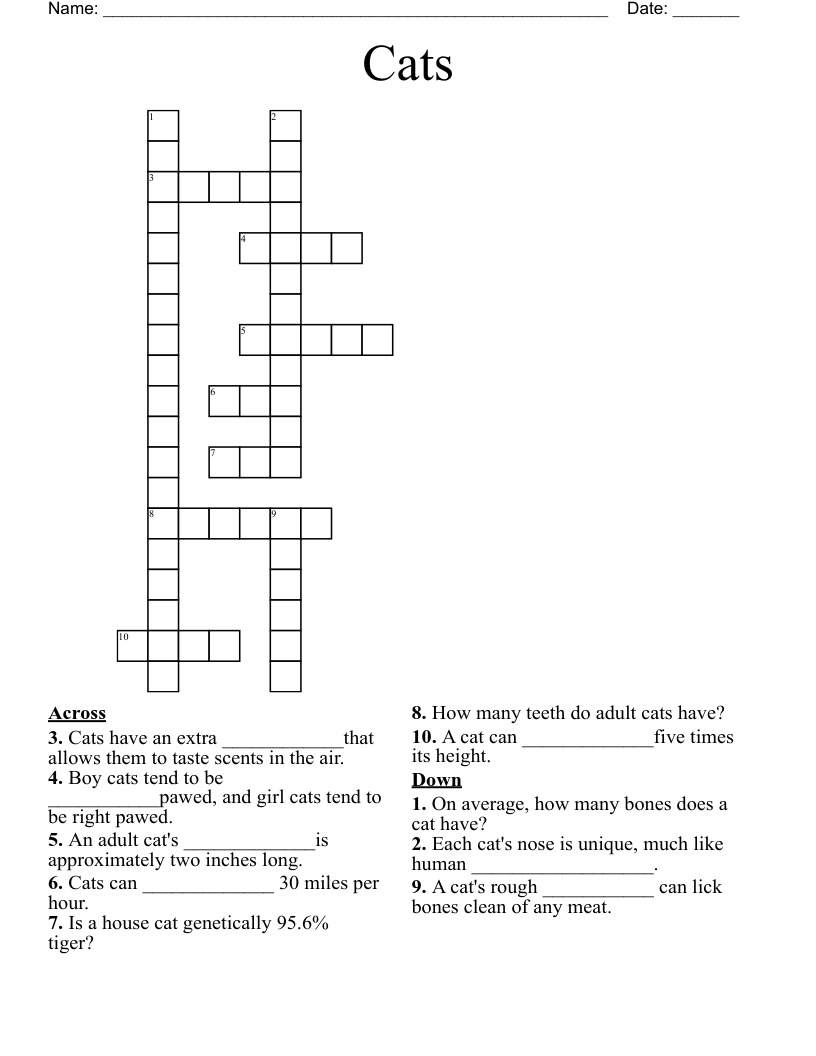 Cats Crossword