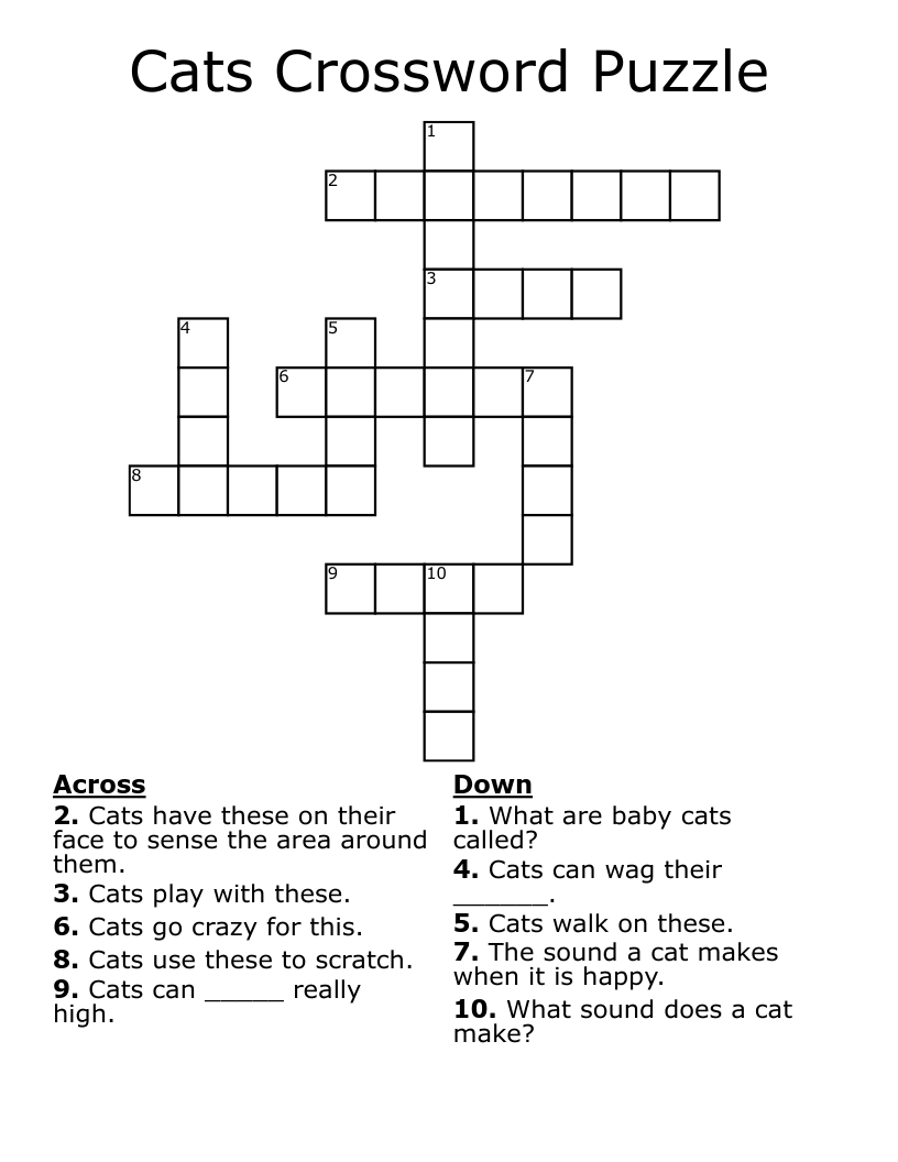 Cats Crossword Puzzle