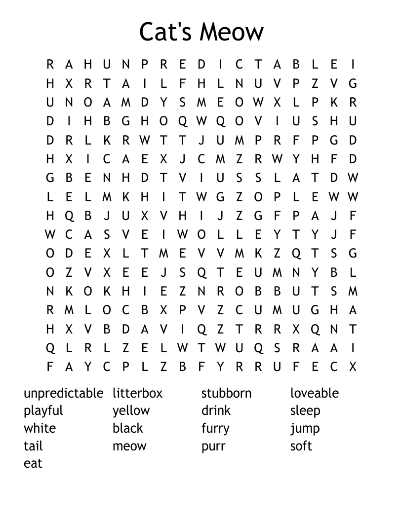 Cat's Meow Word Search