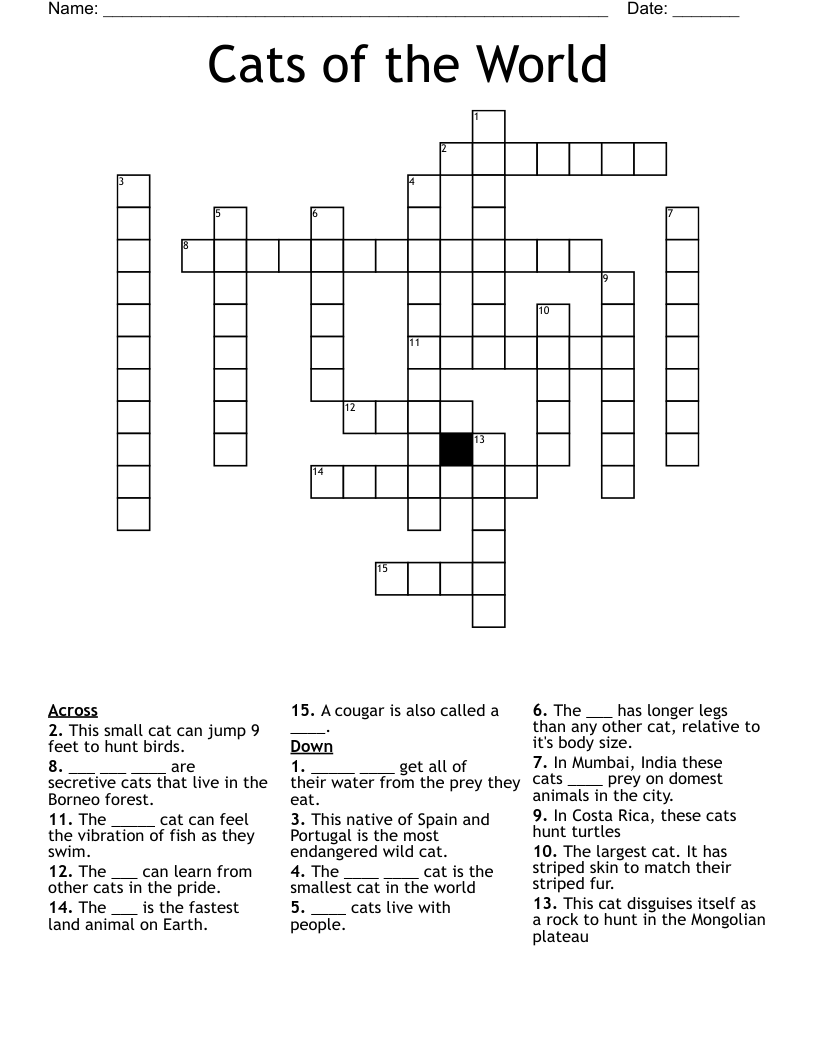 Cats of the World Crossword