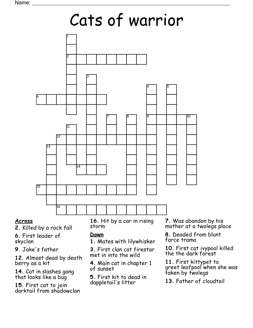 Cats of warrior Crossword