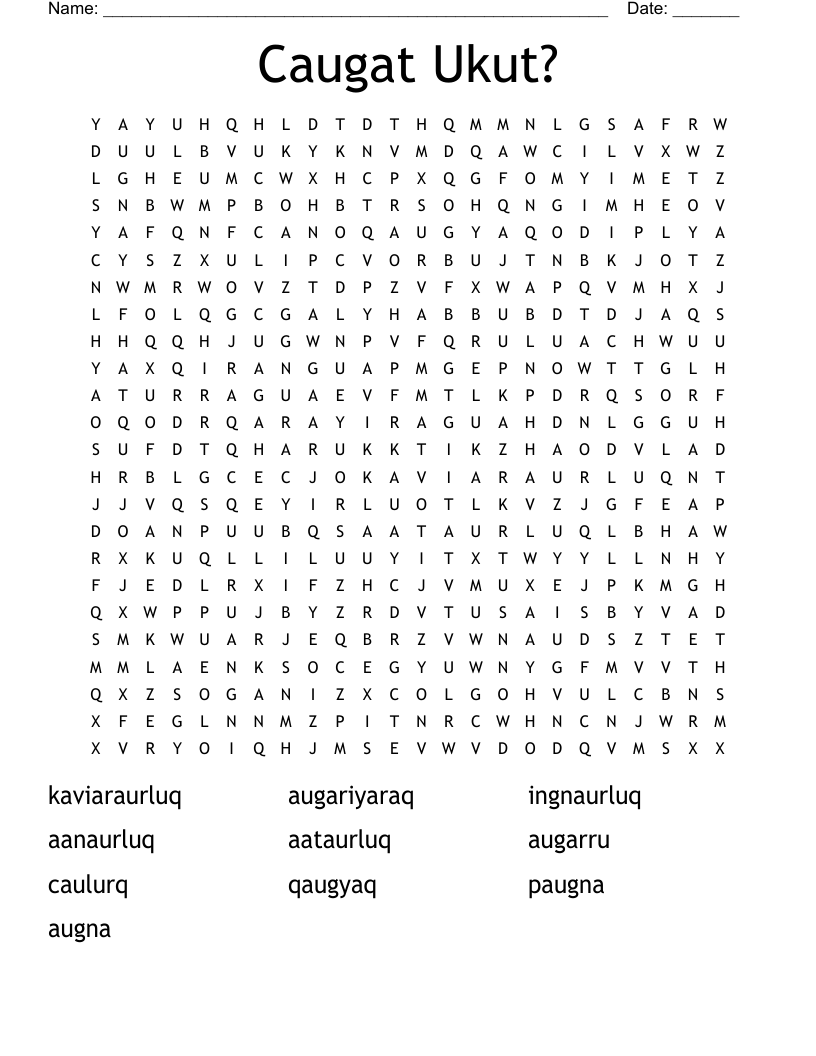 Caugat Ukut? Word Search