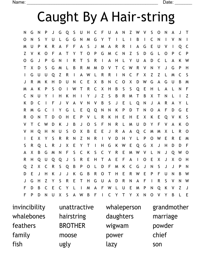 Caught By A Hair-string Word Search