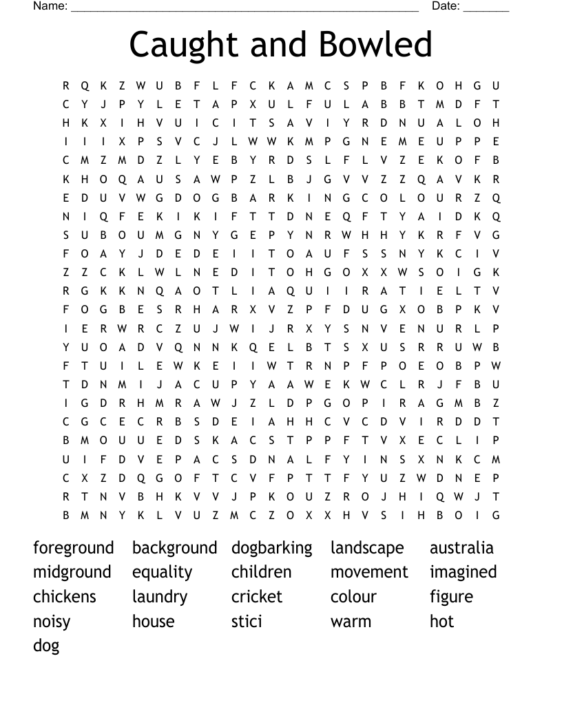 Caught and Bowled Word Search