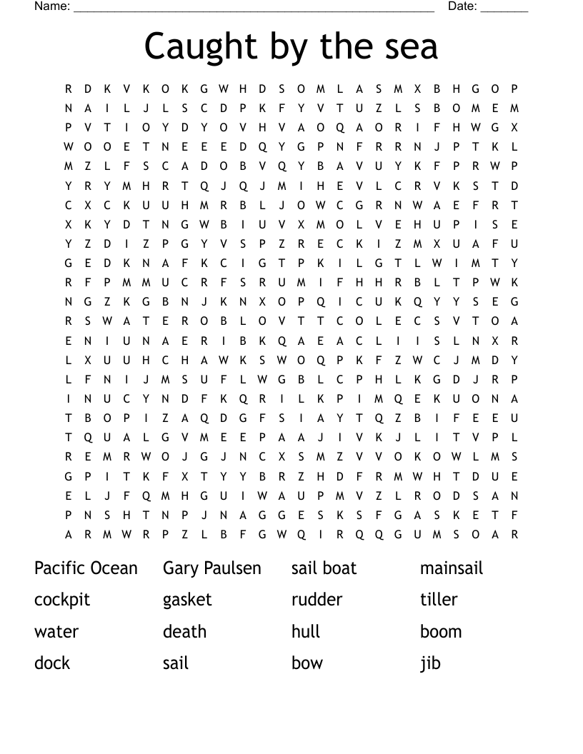 Caught by the sea Word Search