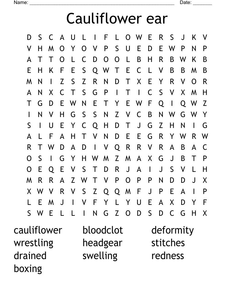 Cauliflower ear Word Search
