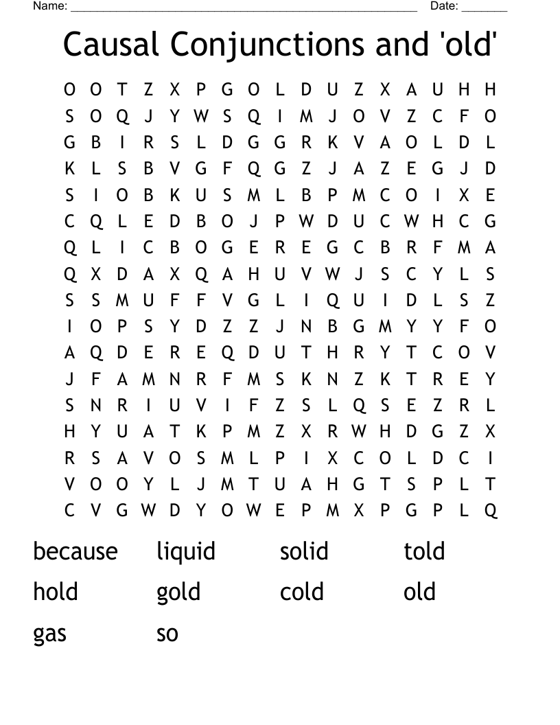Causal Conjunctions and 'old'  Word Search