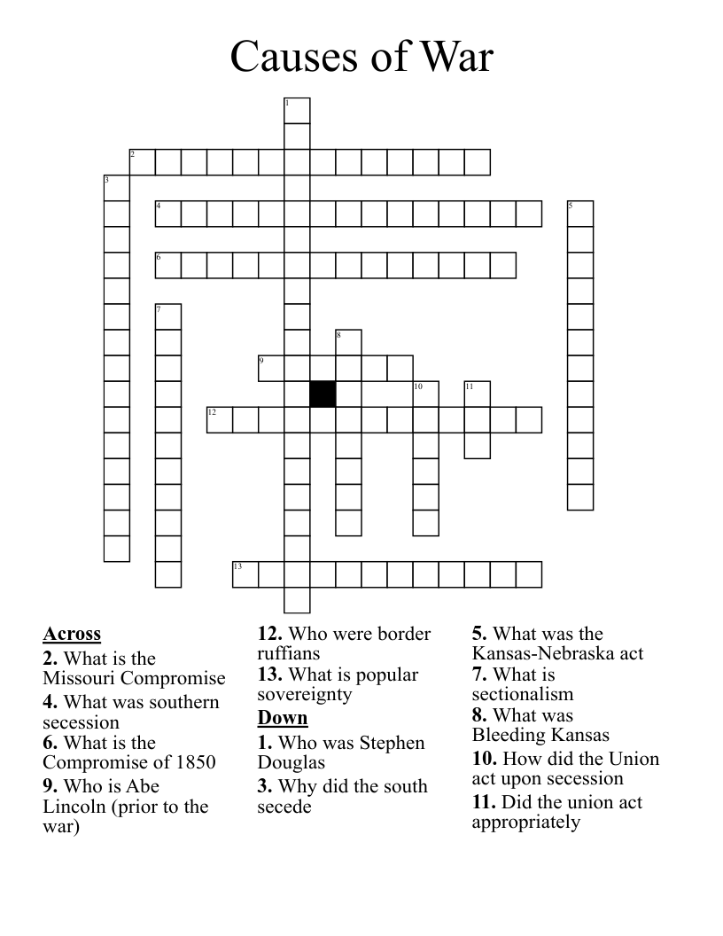 Causes of War Crossword