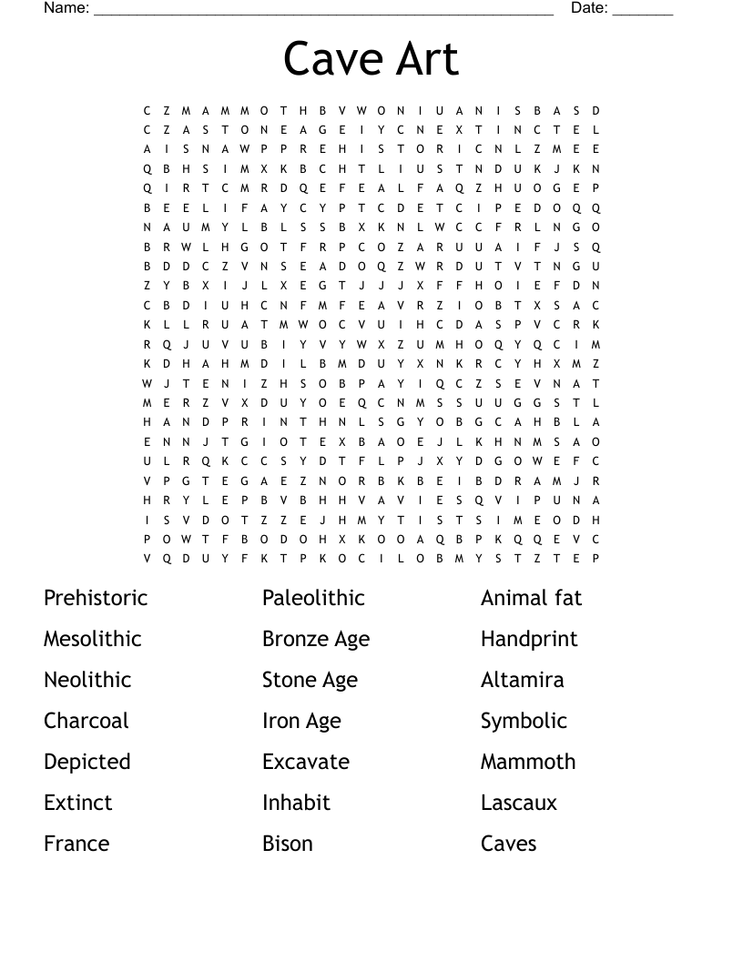 Cave Art Word Search