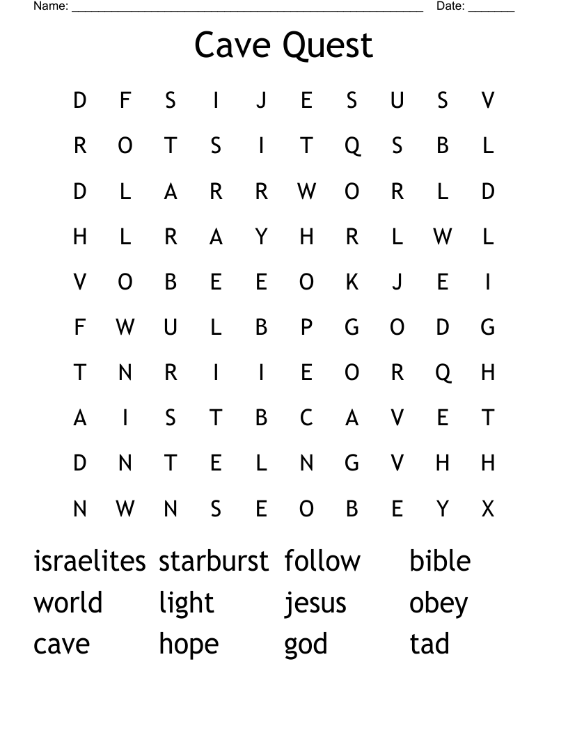 Cave Quest Word Search