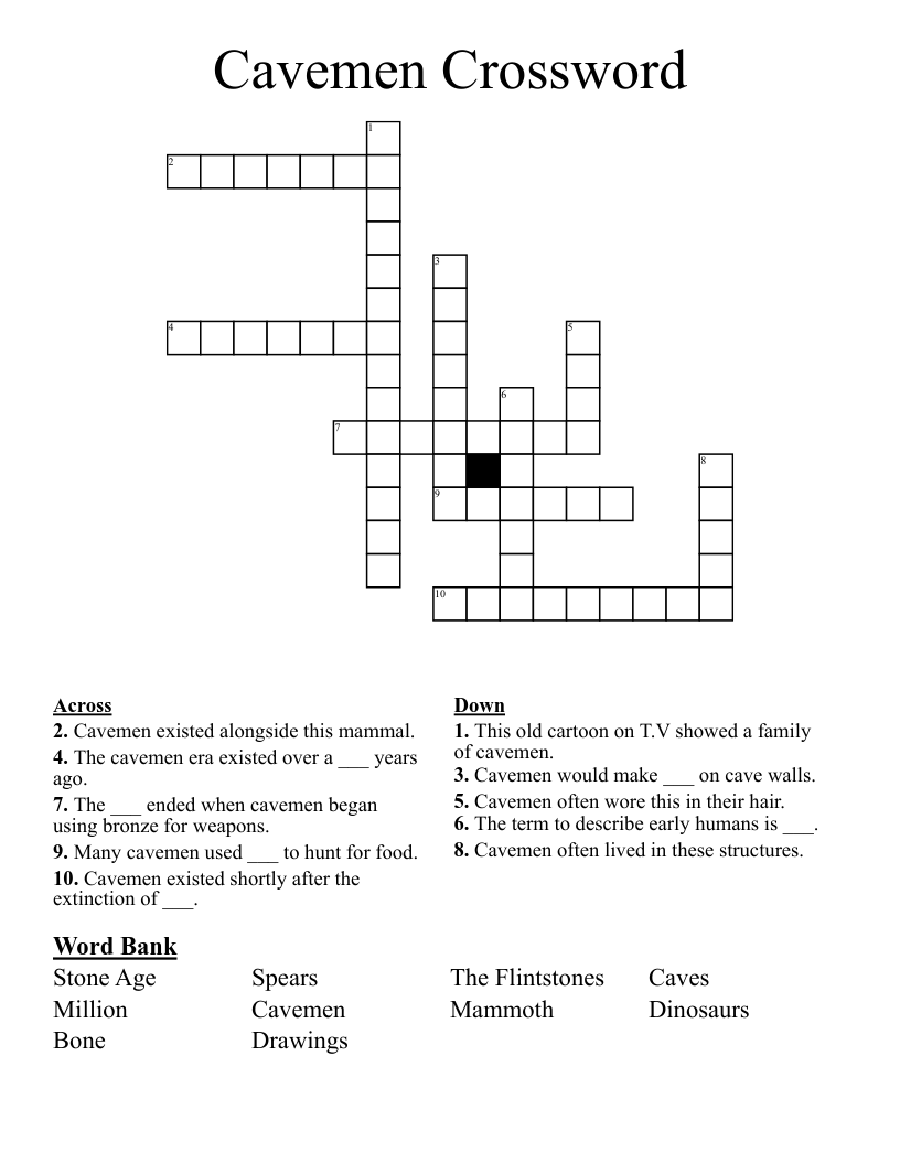Cavemen Crossword