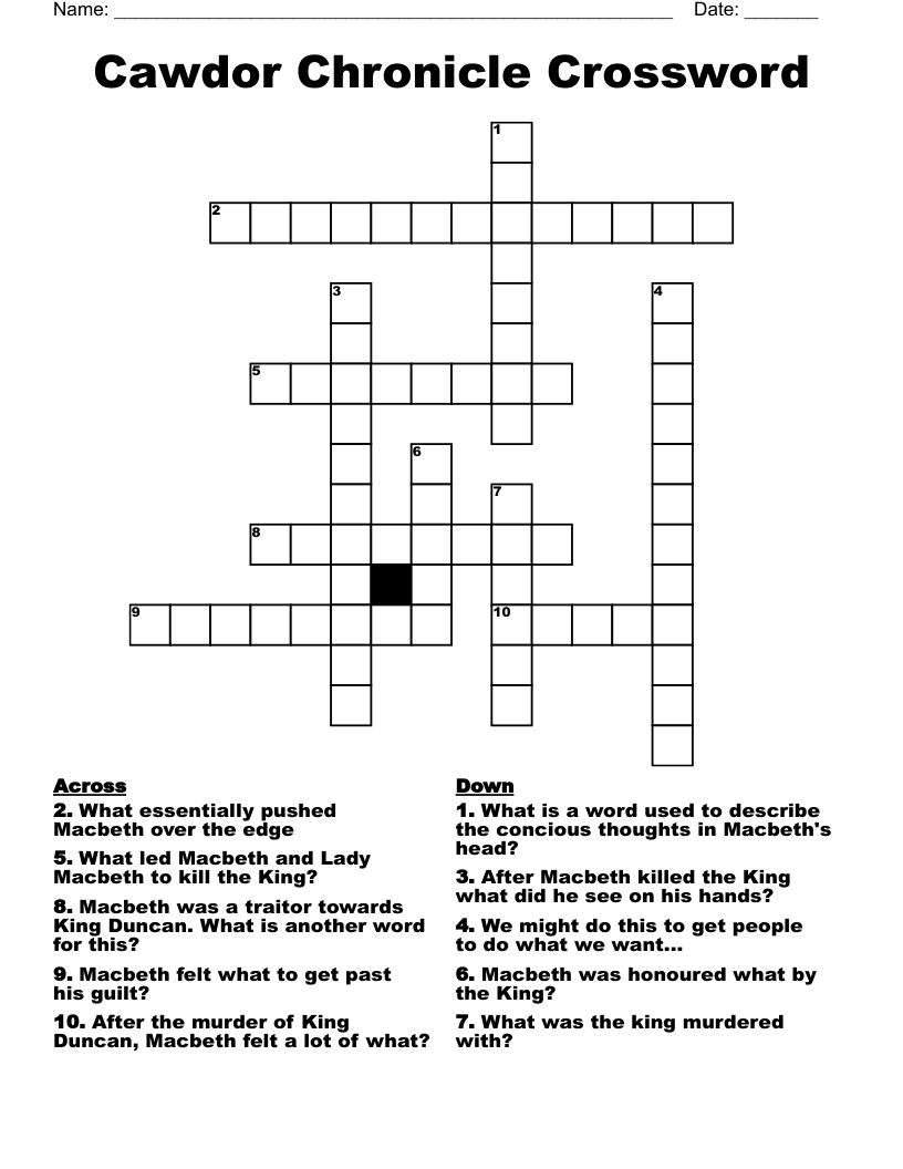Cawdor Chronicle Crossword