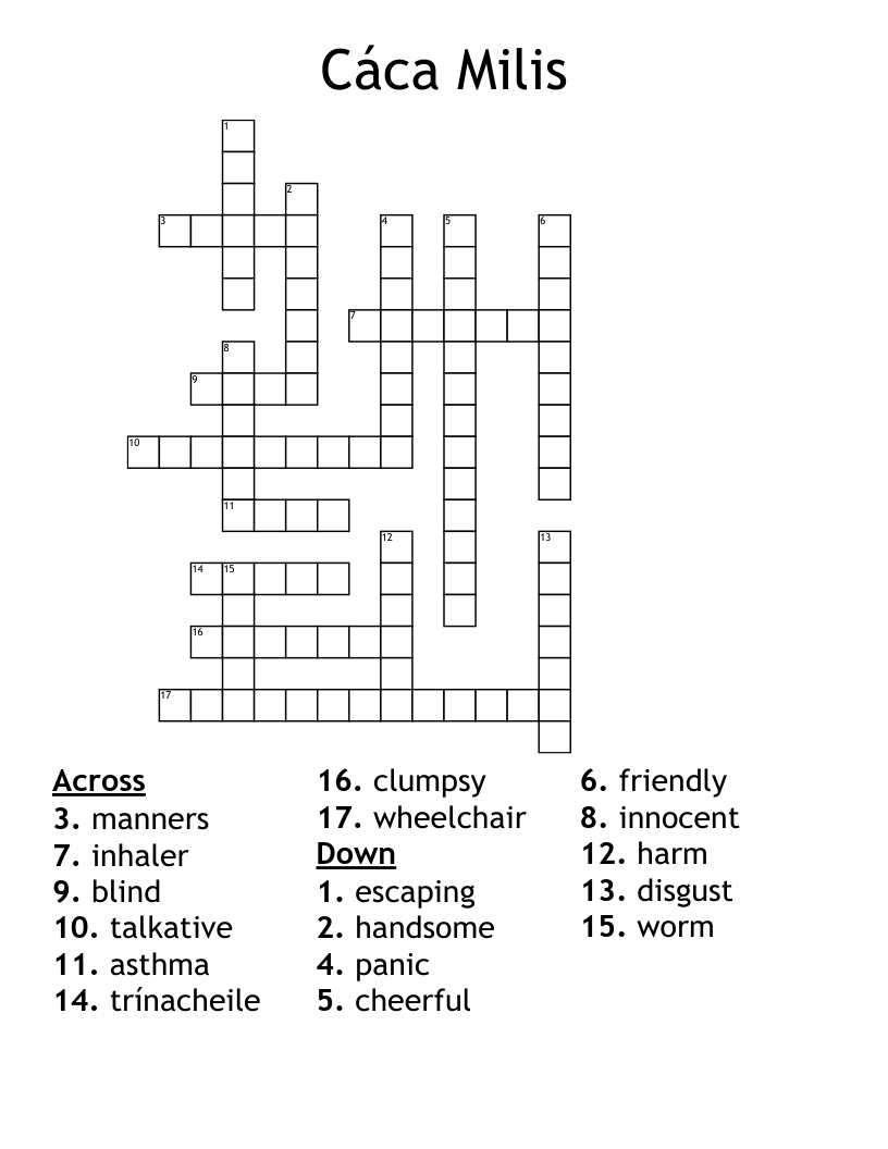 Cáca Milis  Crossword