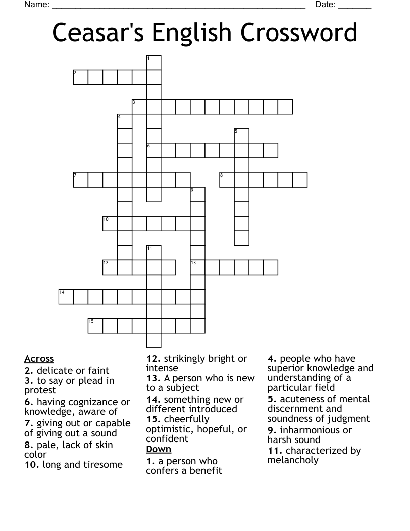Ceasar's English Crossword