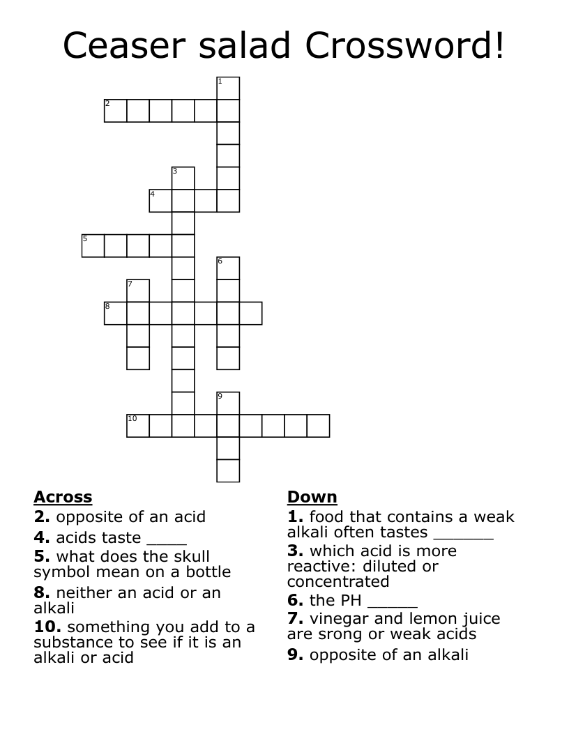 Ceaser salad Crossword!