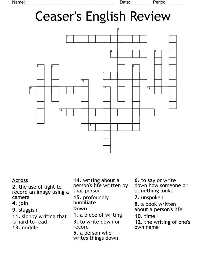 Ceaser's English Review  Crossword