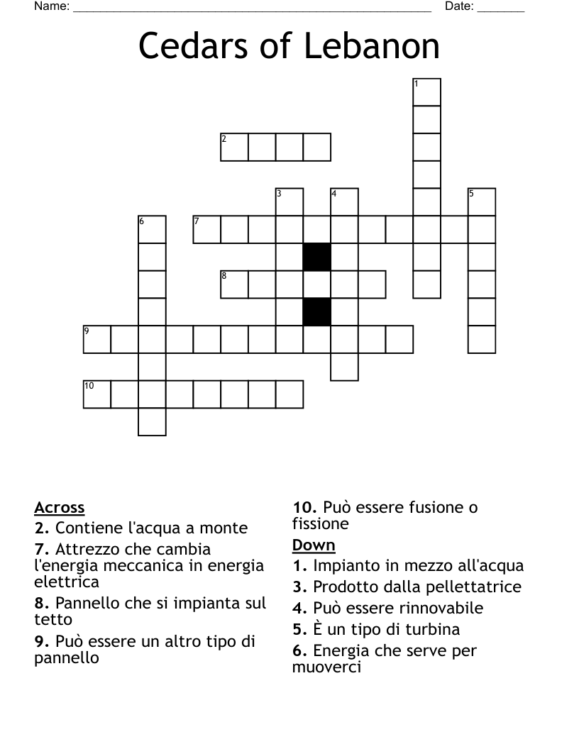 Cedars of Lebanon Crossword