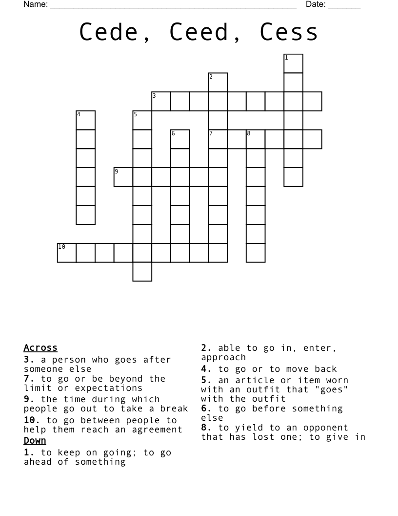 Cede, Ceed, Cess Crossword