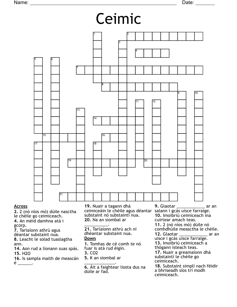 Ceimic Crossword