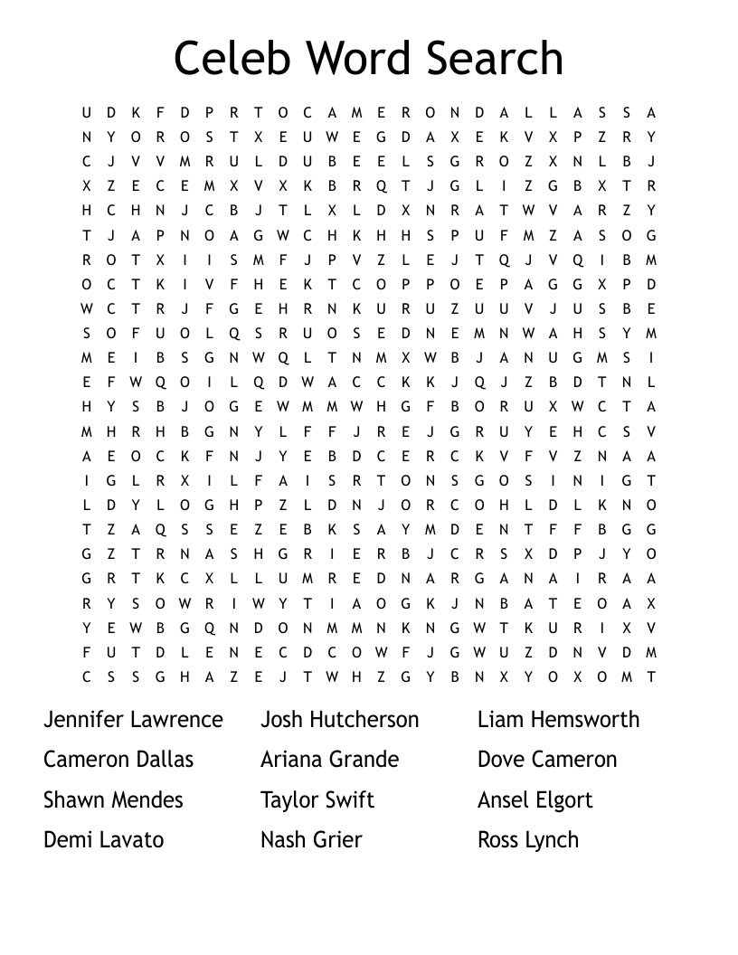 Celeb Word Search