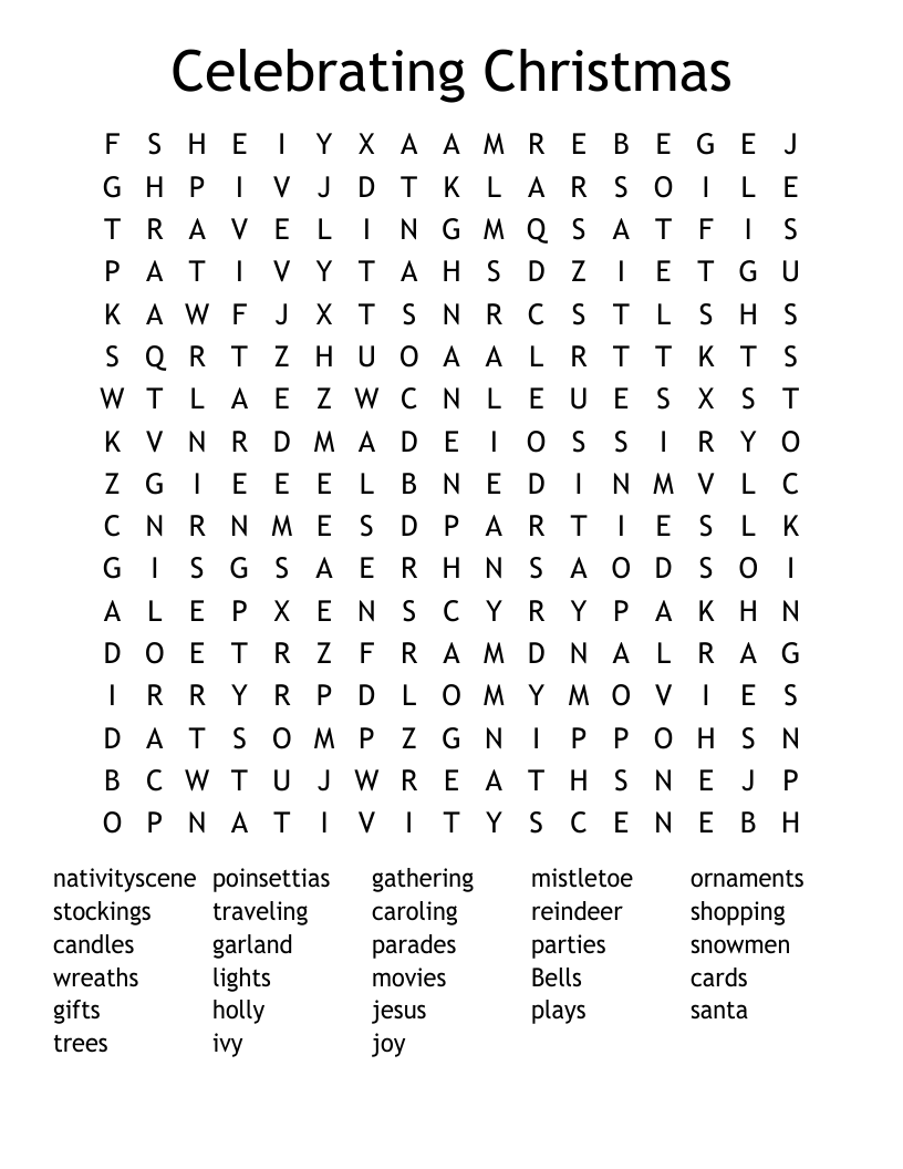 Celebrating Christmas Word Search