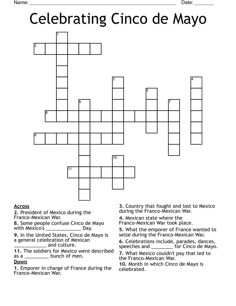 Celebrating Cinco de Mayo Crossword