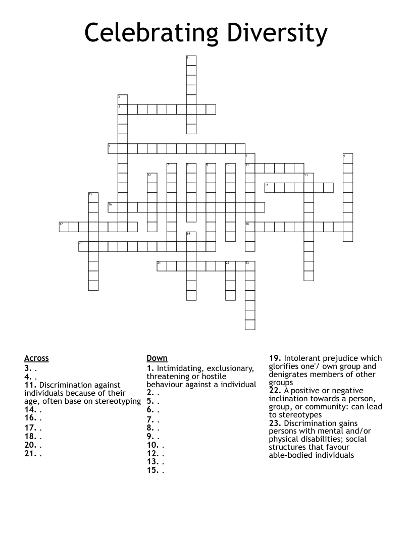 Celebrating Diversity Crossword
