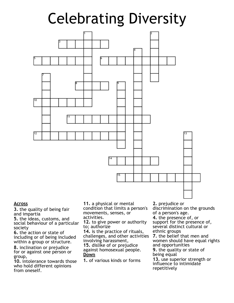 Celebrating Diversity  Crossword