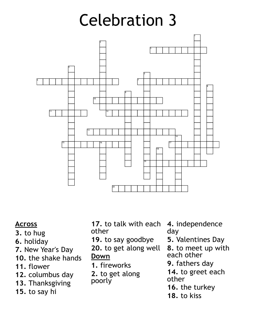 Celebration 3 Crossword