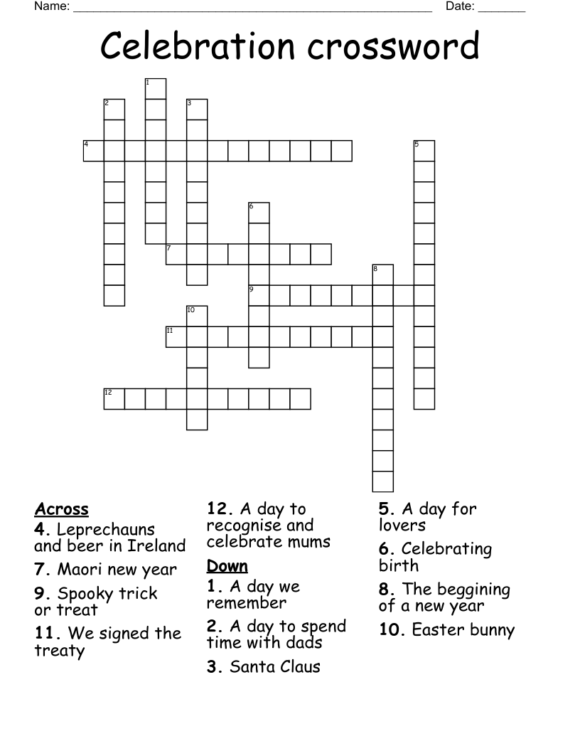 Celebration crossword 