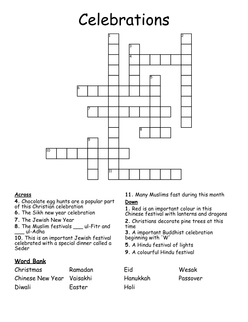 Celebrations Crossword