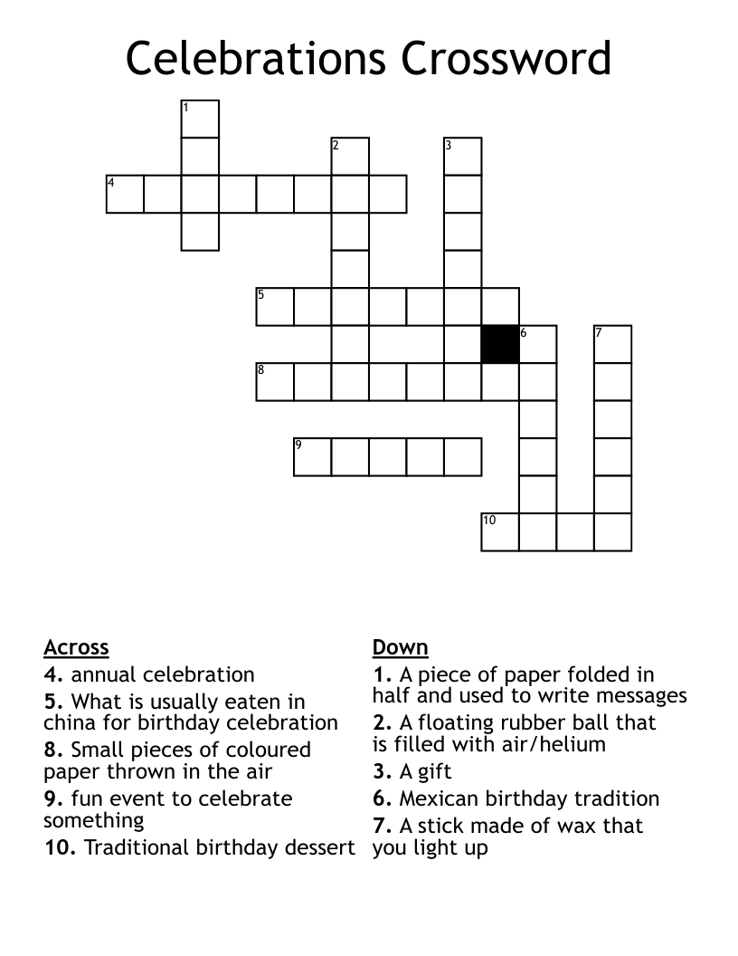 Celebrations Crossword