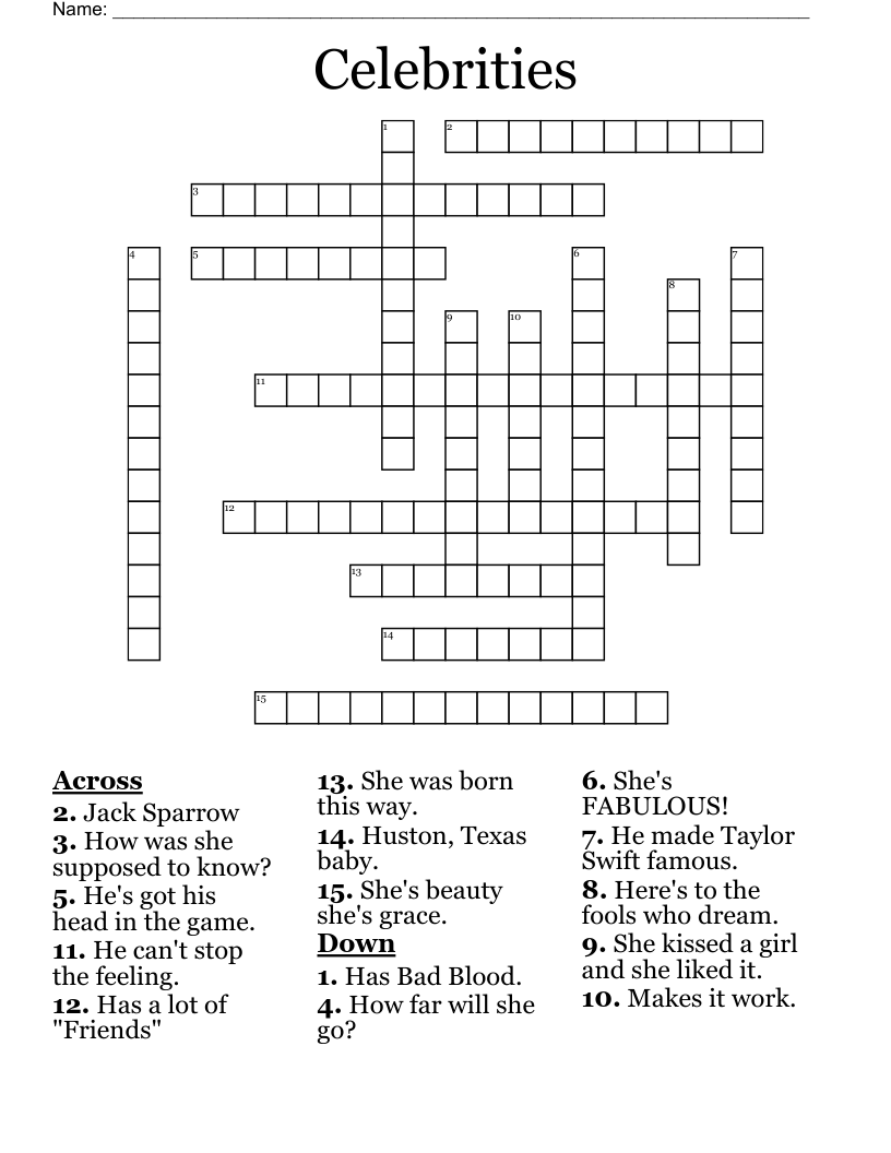 Celebrities Crossword