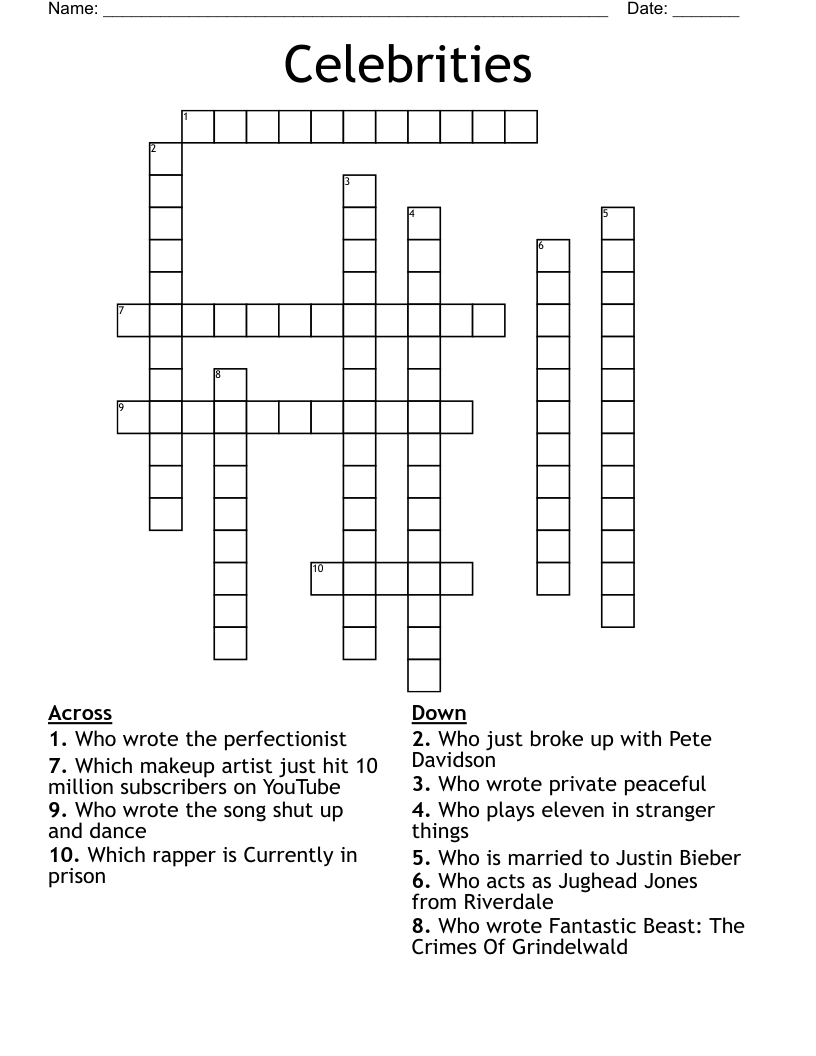 Celebrities  Crossword