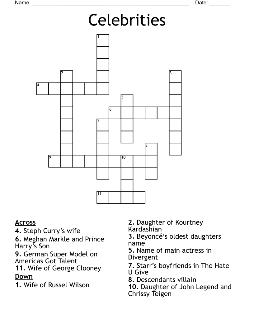 Celebrities  Crossword