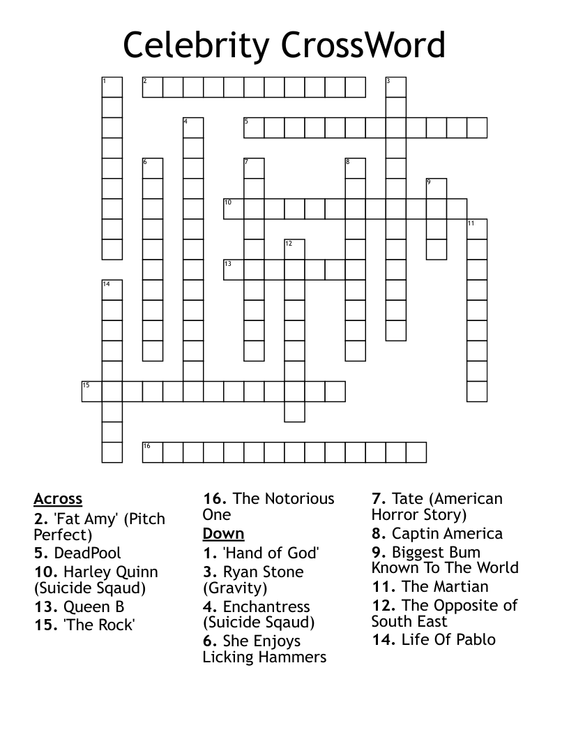 Celebrity CrossWord