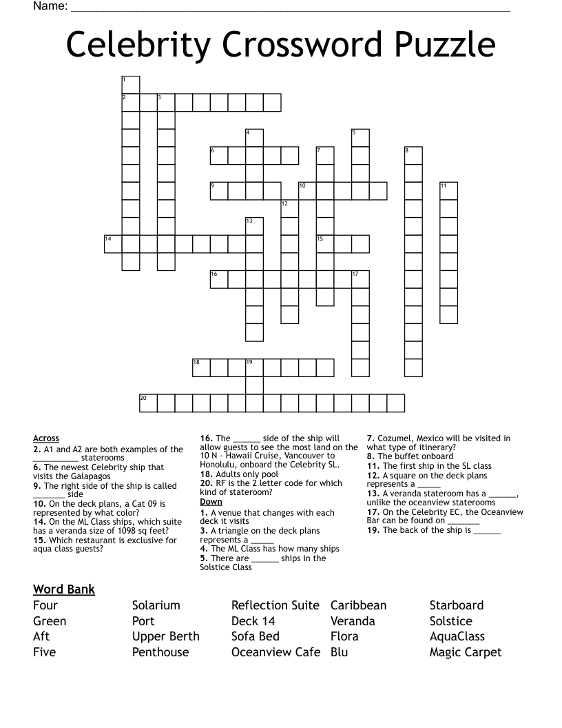 Celebrity Crossword Puzzle