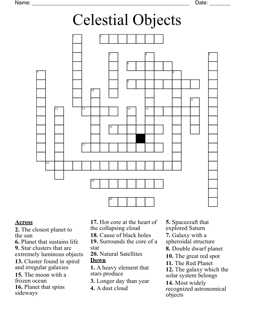 Celestial Objects Crossword