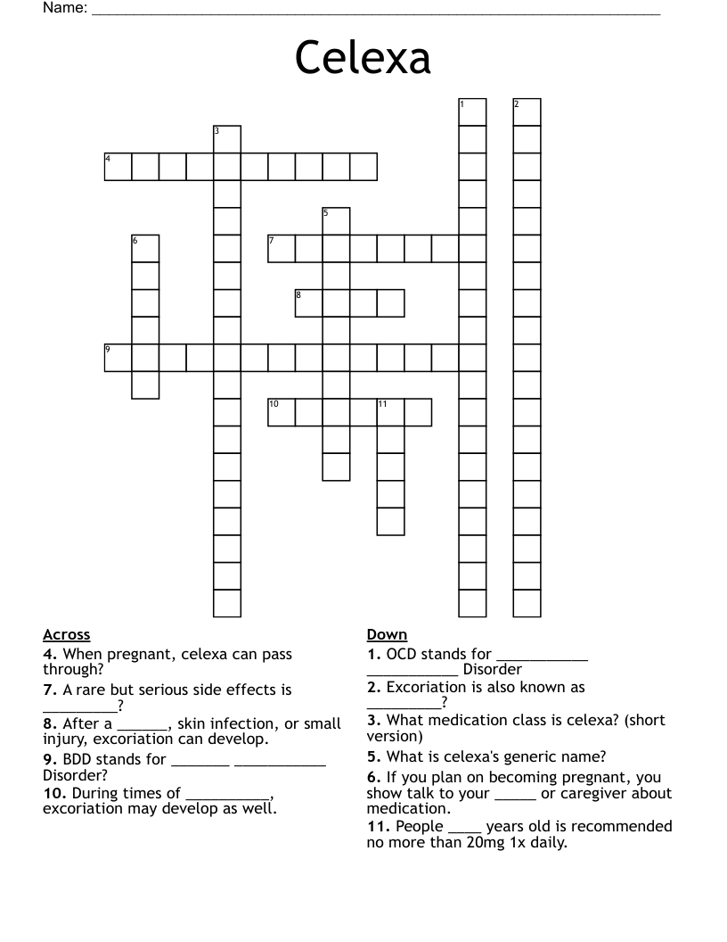 Celexa Crossword