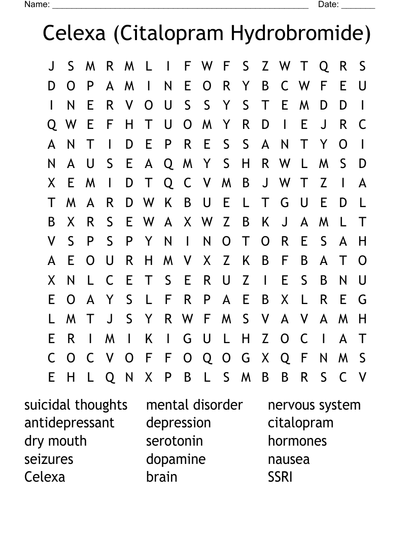 Celexa (Citalopram Hydrobromide) Word Search
