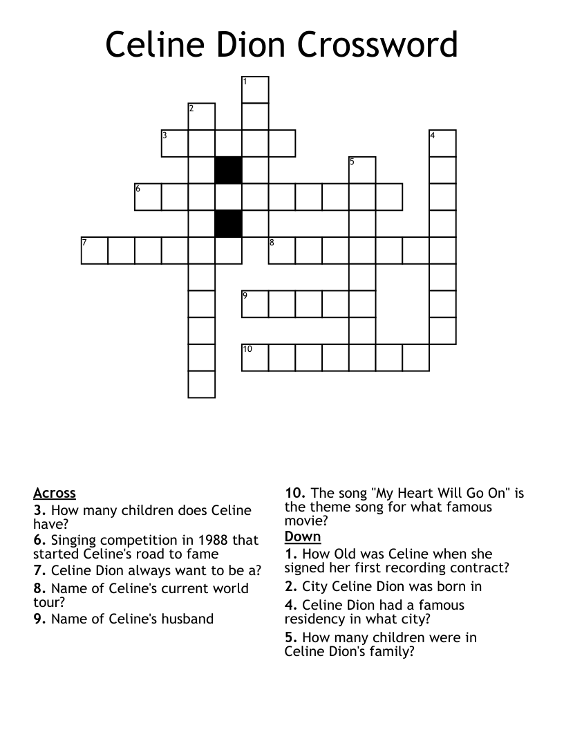 Celine Dion Crossword