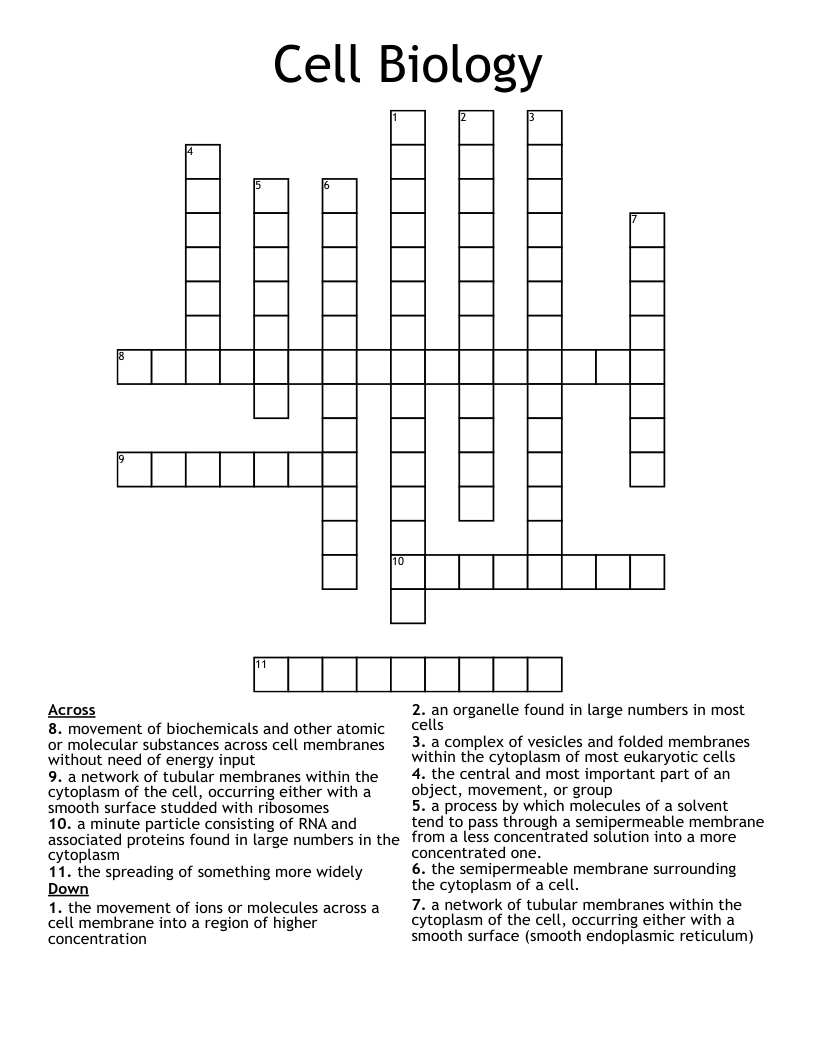 Cell Biology Crossword