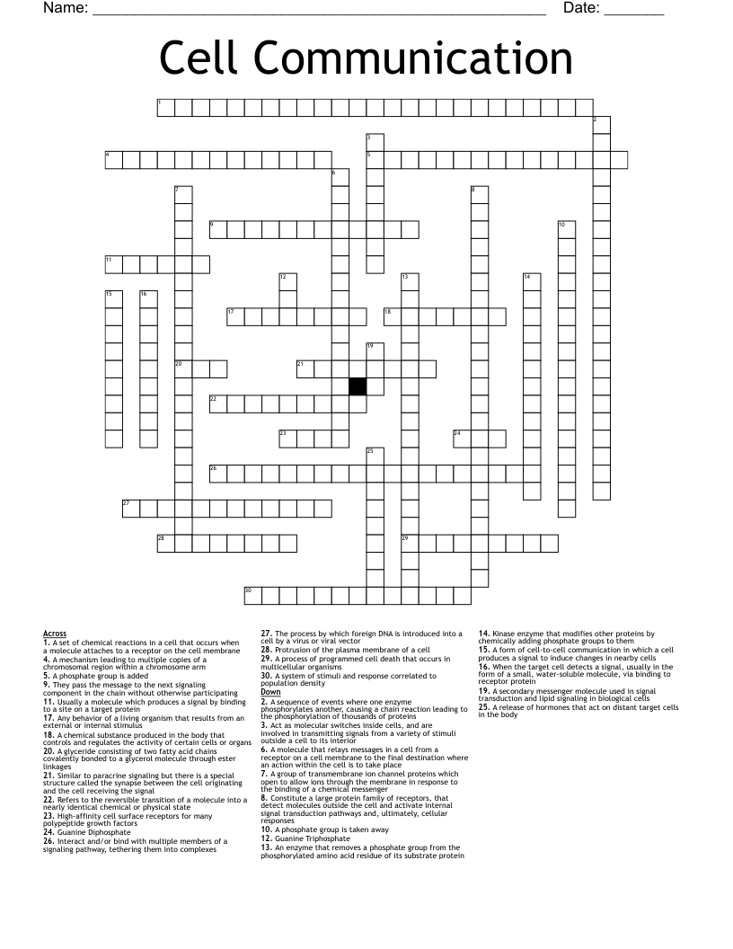 Cell Communication Crossword