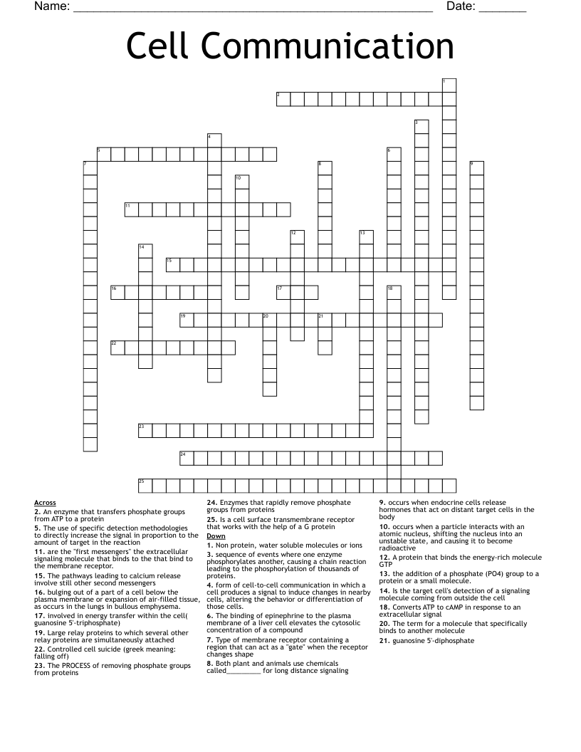 Cell Communication Crossword